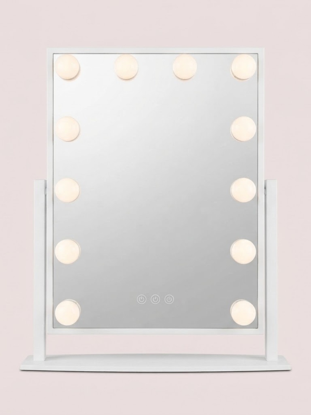 NWT White Lighted Vanity Mirror with Bulb Accent - White